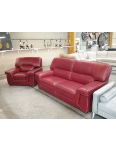 SALON 3+1 CUIR ROUGE 