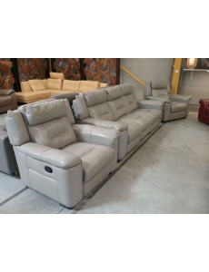 SALON 3+1+1 CUIR GRIS (4...