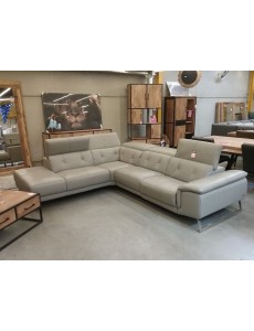 SALON D ANGLE CUIR GRIS...