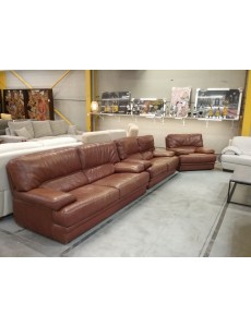 SALON 3+2+1 CUIR BRUN 