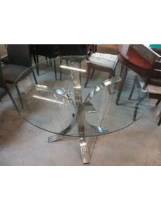 TABLE RONDE VITRÉE PIED...