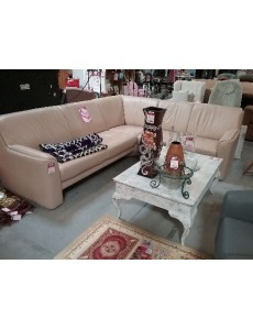 SALON D ANGLE CUIR BEIGE 