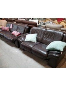 SALON 3+2 CUIR BRUN 