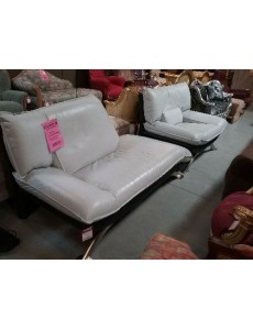 SALON 2+1 CUIR GRIS/NOIR 