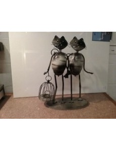 DECO MÉTAL CHATS DUO