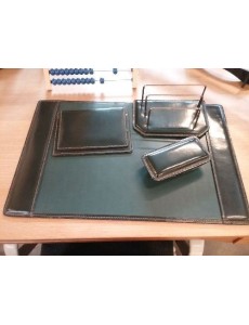 SET DE BUREAU EN CUIR VERT