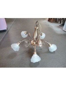 LUSTRE DORÉ 5 BRANCHES"FLEURS"