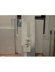 TABLEAU FLEUR GRIS / BLANC 