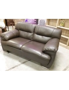 CANAPÉ  DEMI CUIR BRUN 2PL