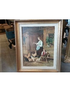 PEINTURE HUILE SCENE DE VIE 