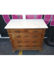COMMODE CHENE DESSUS MARBRE 5T