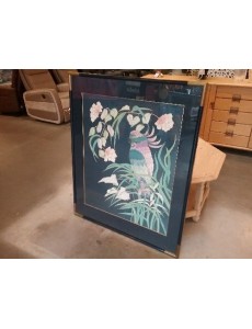 PEINTURE SUR SOIE "PERROQUET"