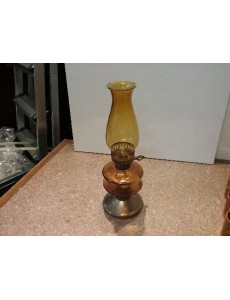 LAMPE QUINQUET VERRE BRUN