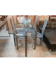 TABLE VITREE PIEDS METAL 