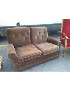 CANAPÉ VELOURS BRUN 2 PL