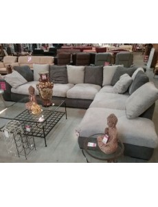 SALON D ANGLE GRIS + COUSSINS