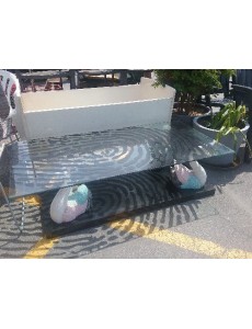 TABLE BASSE VITRÉE DÉCO CYGNES