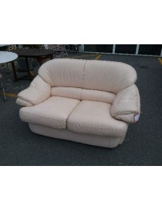 CANAPE 2 PLACES CUIR BEIGE