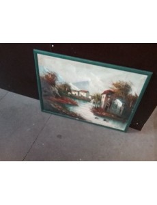 PEINTURE HUILE "VILLAGE"
