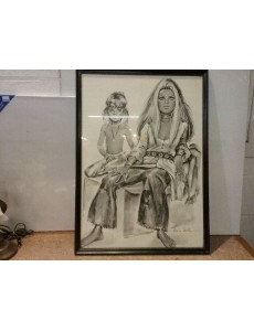 CADRE DESSIN "INDIENS"