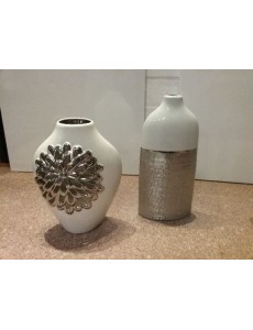 VASE BLANC ARGENTE