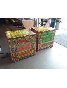 COMMODE 3T PEINT MOSAÎQUE