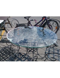 TABLE RONDE MÉTAL + VERRE...