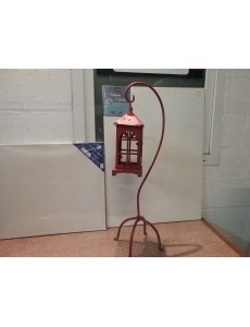 LANTERNE MÉTAL ROUGE SUR PIED
