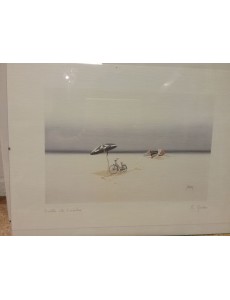 DESSIN " LA PLAGE AVEC VÉLO"