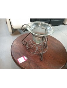 VASQUE VERRE SOCLE  FER FORGÉ