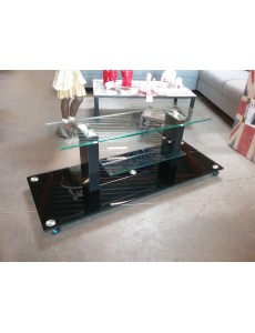 MEUBLE TV VITRÉ BASE NOIRE