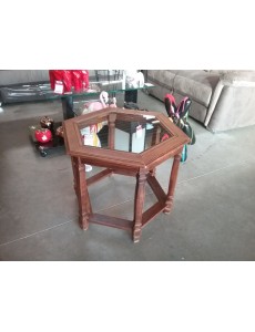 TABLE BASSE HEXAGONALE VITRÉE