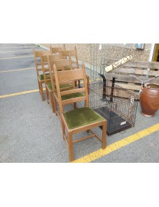 LOT 6 CHAISES TISSU VERT