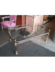 TABLE BASSE VERRE / LAITON 