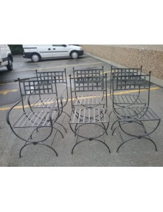 4 CHAISES + 2 FAUTEUILS FER...