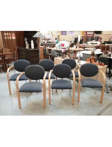 LOT DE 6 CHAISES TISSU ET...