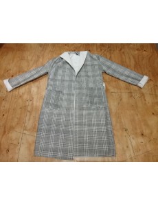 MANTEAU A CARREAUX GRIS 