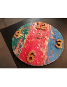 HORLOGE BOIS COLORÉ