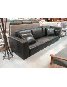 CANAPÉ 3 PLACES CUIR NOIR