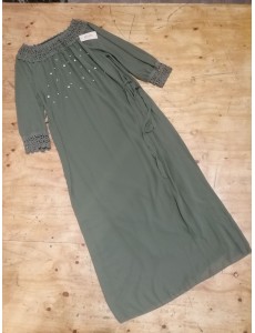 ROBE LONGUE KAKI PERLES 
