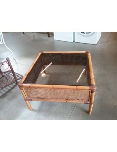 TABLE BASSE ROTIN/VERRE 75...