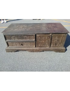 COFFRE BOIS 2PORTES 4 TIROIRS