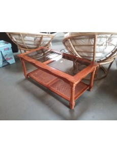 TABLE BASSE MERISIER / VITRÉE