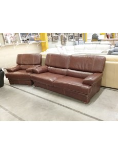 SALON 3+1 CUIR BRUN 