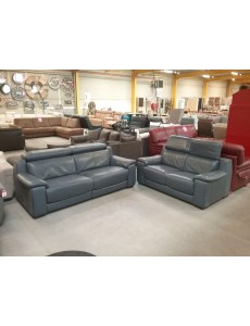 SALON 3+2 CUIR BLEU 2 RELAX...