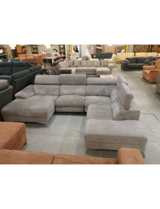 SALON EN U TISSU TAUPE...