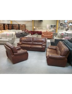 CANAPE 3 PLACES CUIR BRUN 