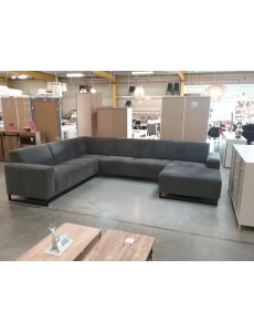 SALON EN U TISSU GRIS 