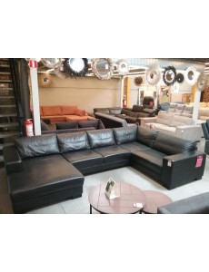 SALON EN U CUIR NOIR 210 X...