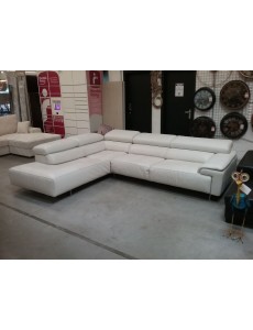 SALON D ANGLE CUIR BLANC...